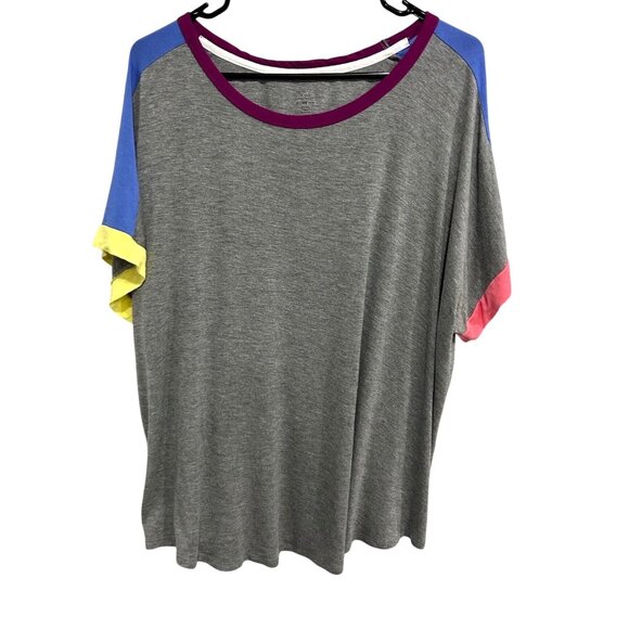 Secret Treasures Womens Gray Pajama Top Multicolor Sleeves Sz 2X - Picture 1 of 8